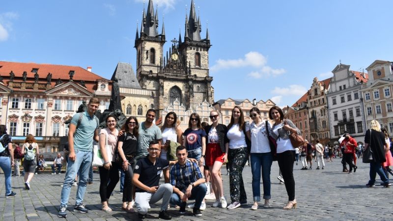 TFAS Prague students gathered in Old Town Square.